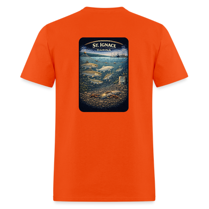 St. Ignace Marina T-Shirt | Michigan Marina Series - orange