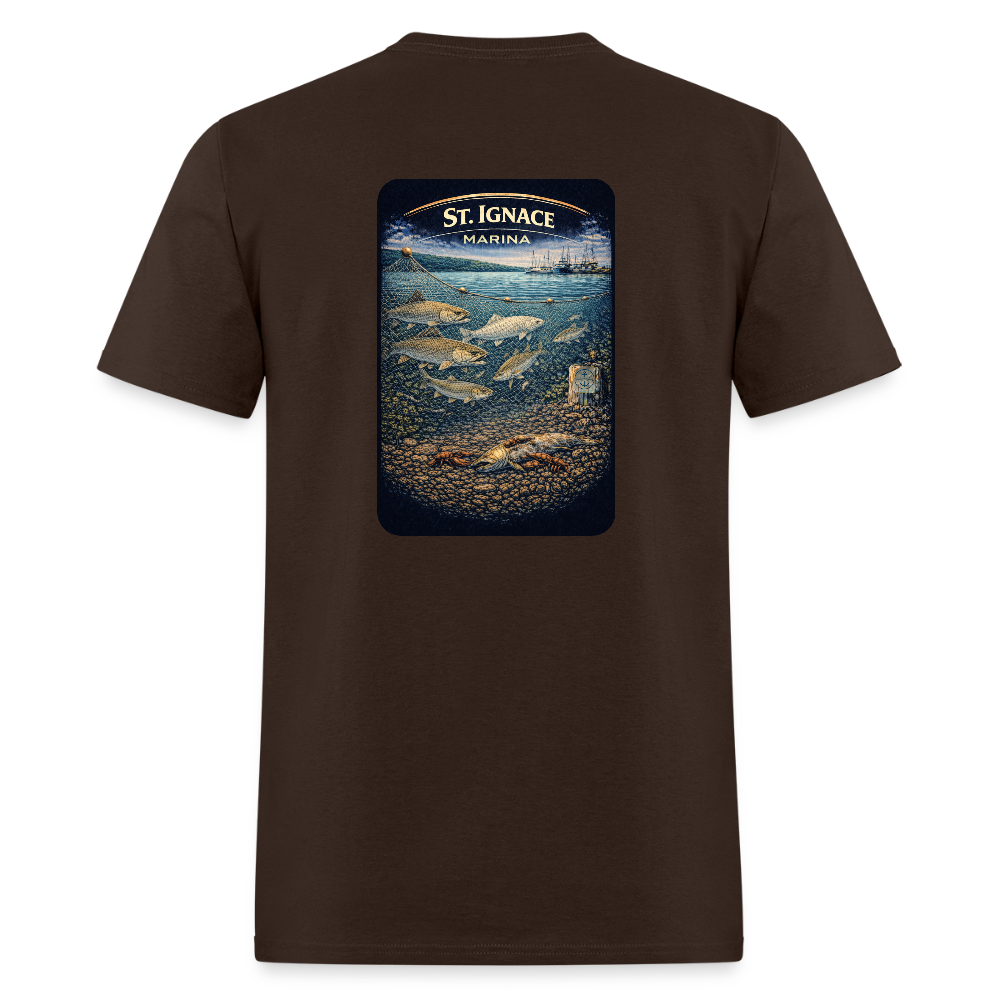 St. Ignace Marina T-Shirt | Michigan Marina Series - brown