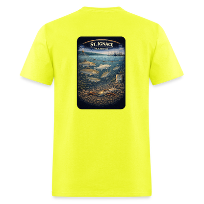 St. Ignace Marina T-Shirt | Michigan Marina Series - safety green