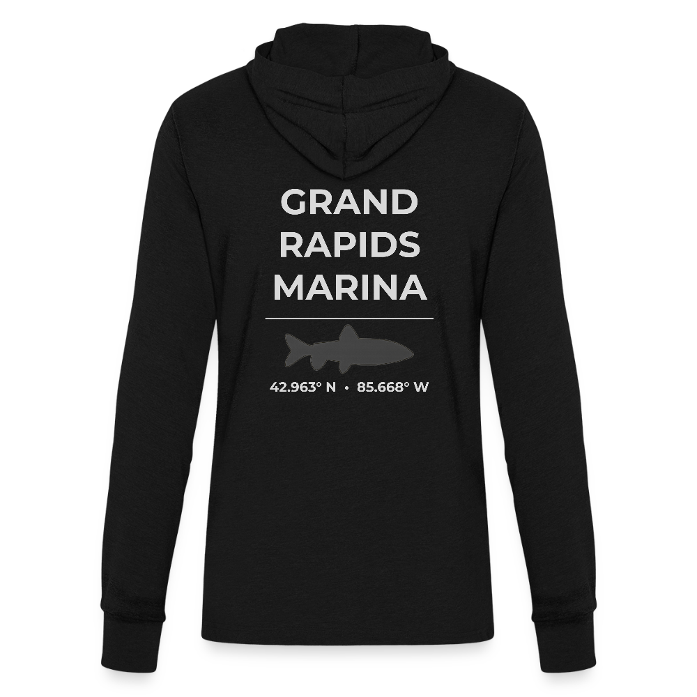 GRAND RAPIDS MARINA LONG SLEEVE HOODED TEE - black