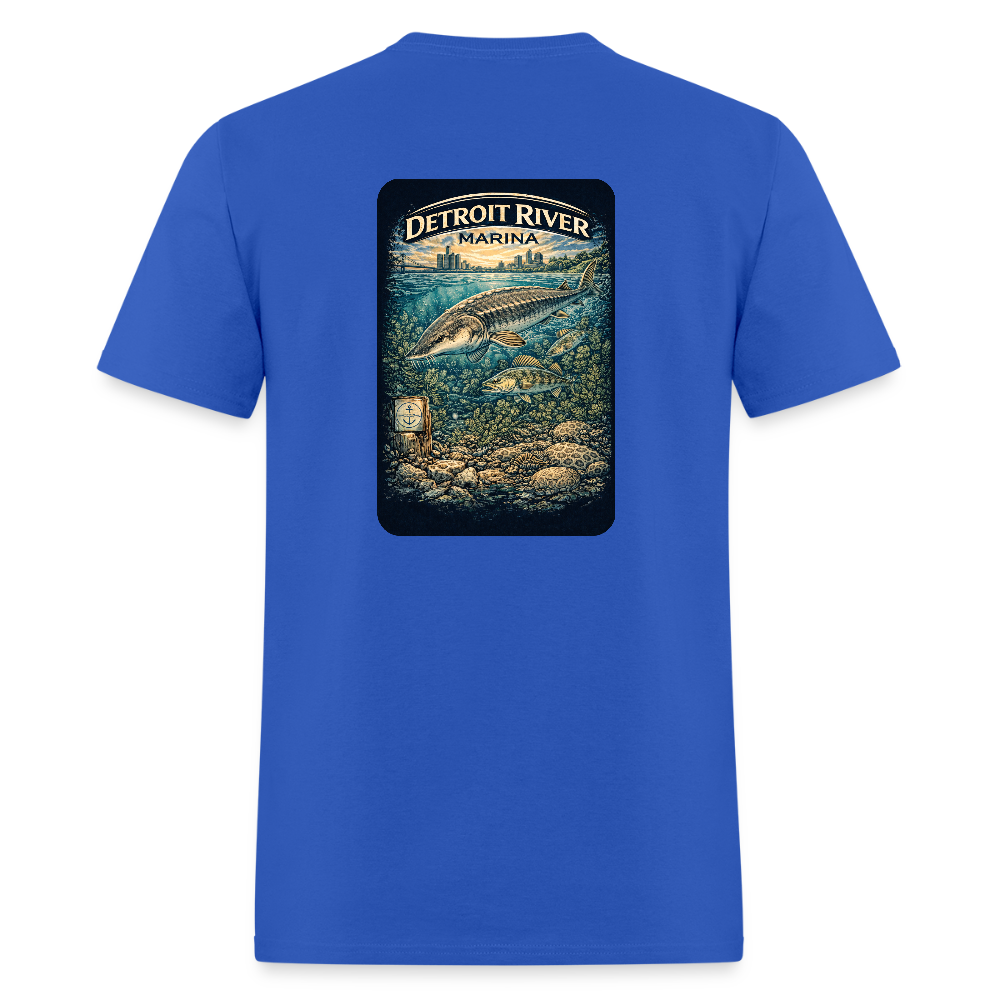 Detroit River Marina T-Shirt | Michigan Waterway Heritage - royal blue