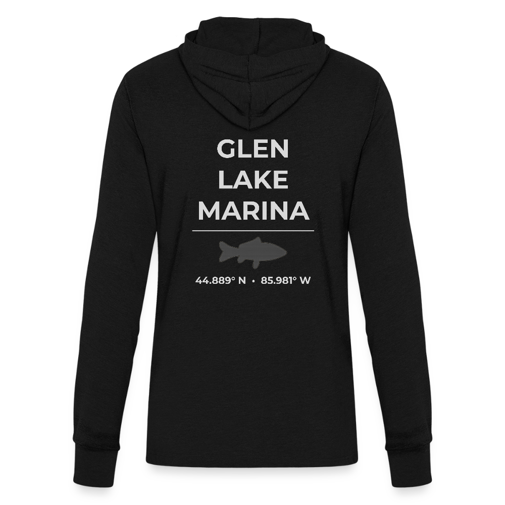 GLEN LAKE MARINA LONG SLEEVE HOODED TEE - black