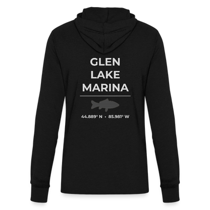 GLEN LAKE MARINA LONG SLEEVE HOODED TEE - black