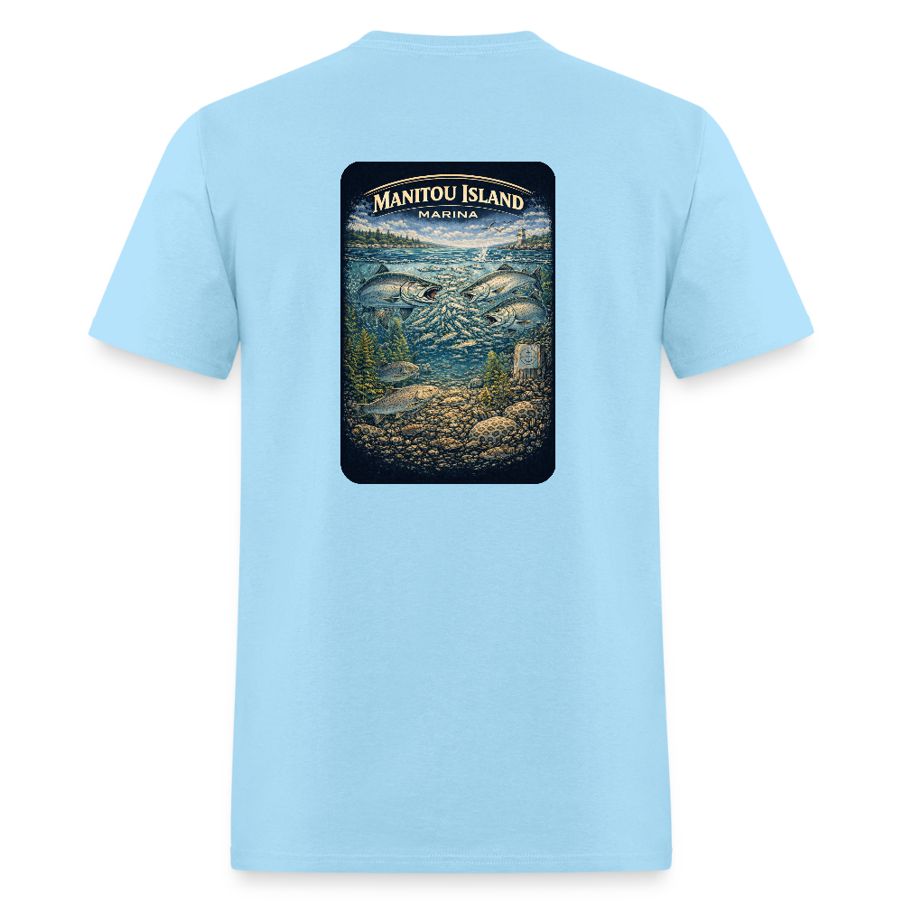 Manitou Island Marina T-Shirt | Michigan Marina Series - powder blue