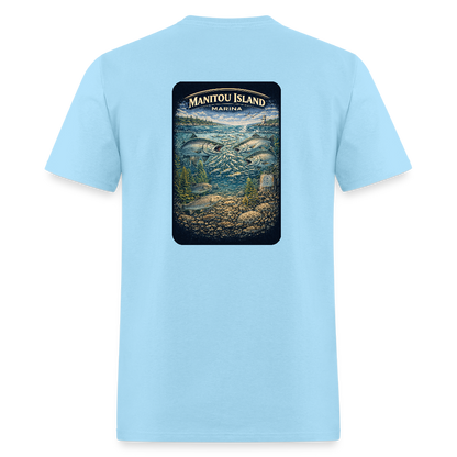Manitou Island Marina T-Shirt | Michigan Marina Series - powder blue