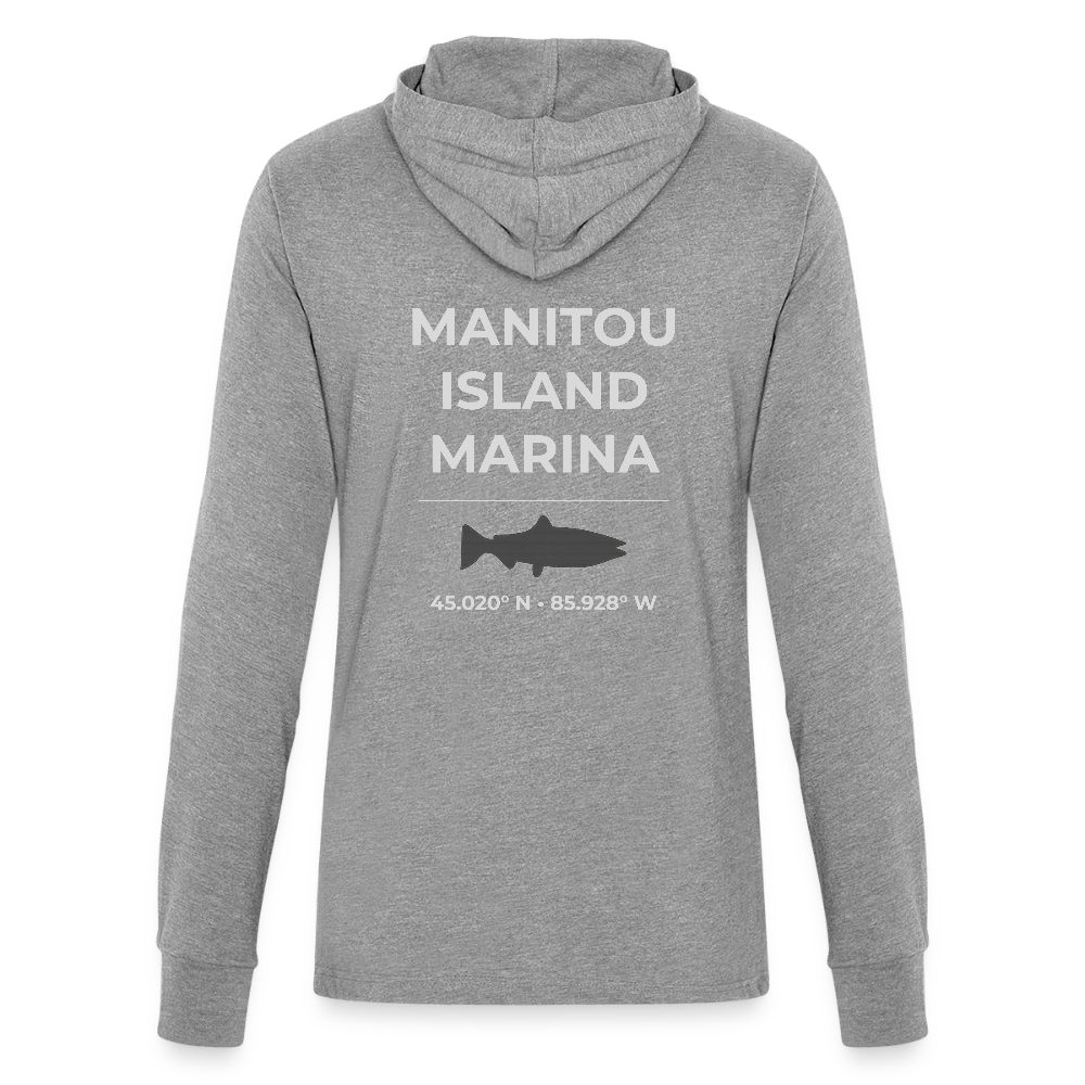 MANITOU ISLAND MARINA LONG SLEEVE HOODED TEE - heather grey