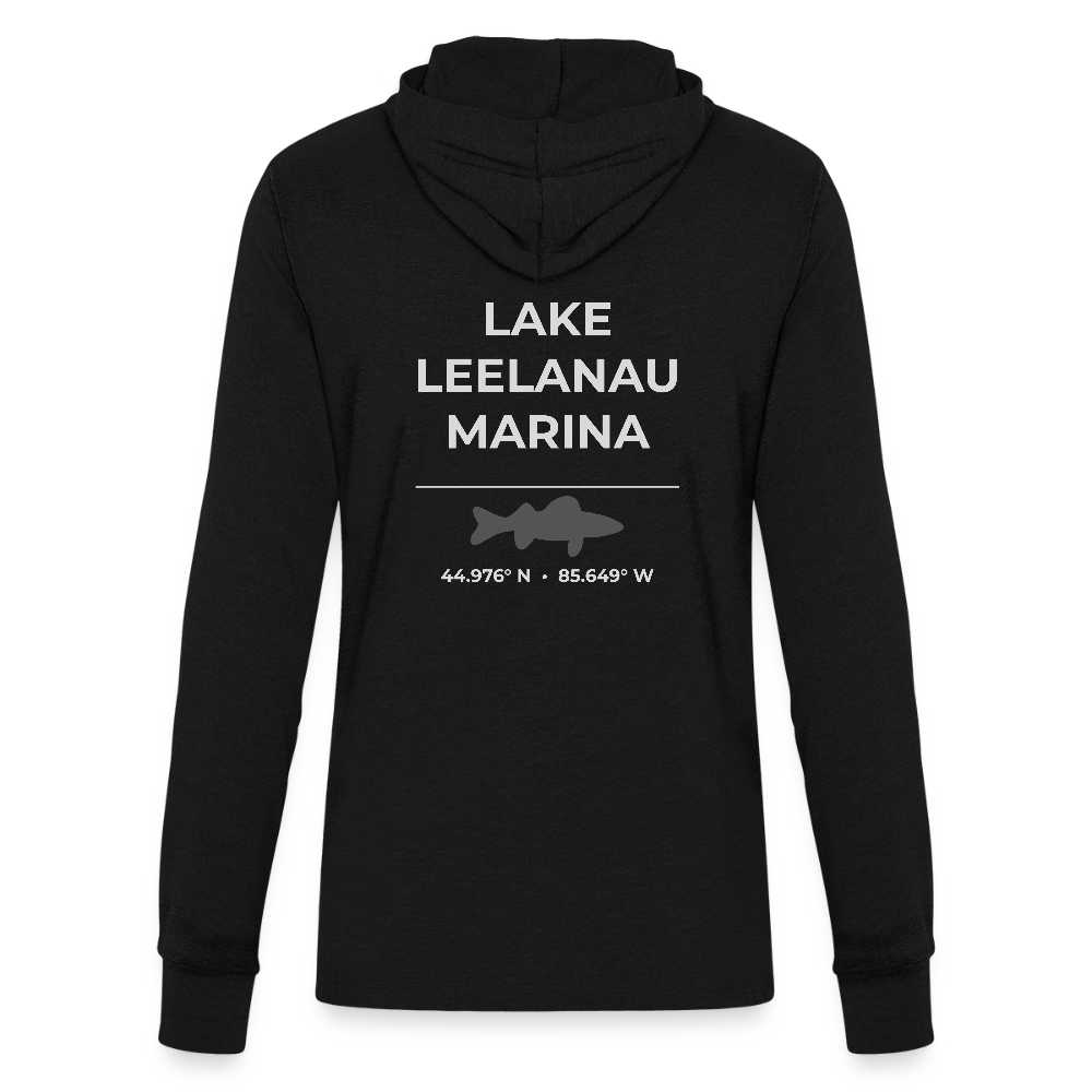 LAKE LEELANAU MARINA LONG SLEEVE HOODED TEE - black