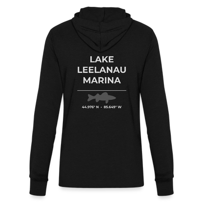 LAKE LEELANAU MARINA LONG SLEEVE HOODED TEE - black
