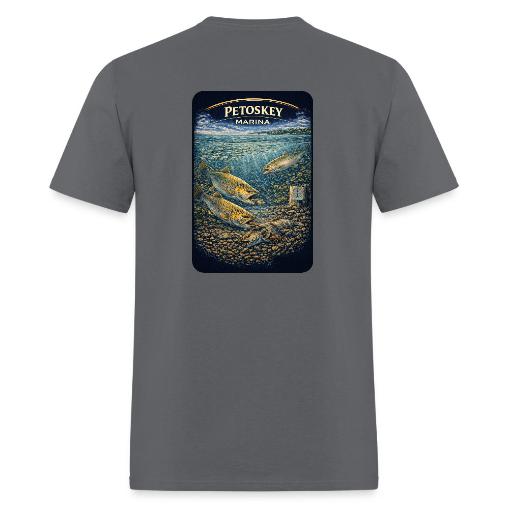 Petoskey Marina T-Shirt | Michigan Marina Series - charcoal