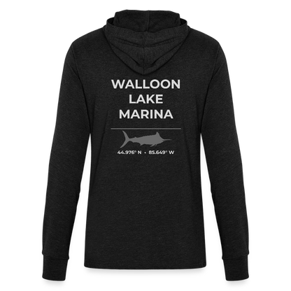 WALLOON LAKE MARINA LONG SLEEVE HOODED TEE - heather black