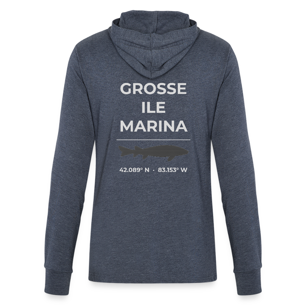 GROSSE ILE MARINA LONG SLEEVE HOODED TEE - heather navy