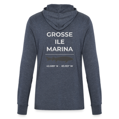 GROSSE ILE MARINA LONG SLEEVE HOODED TEE - heather navy