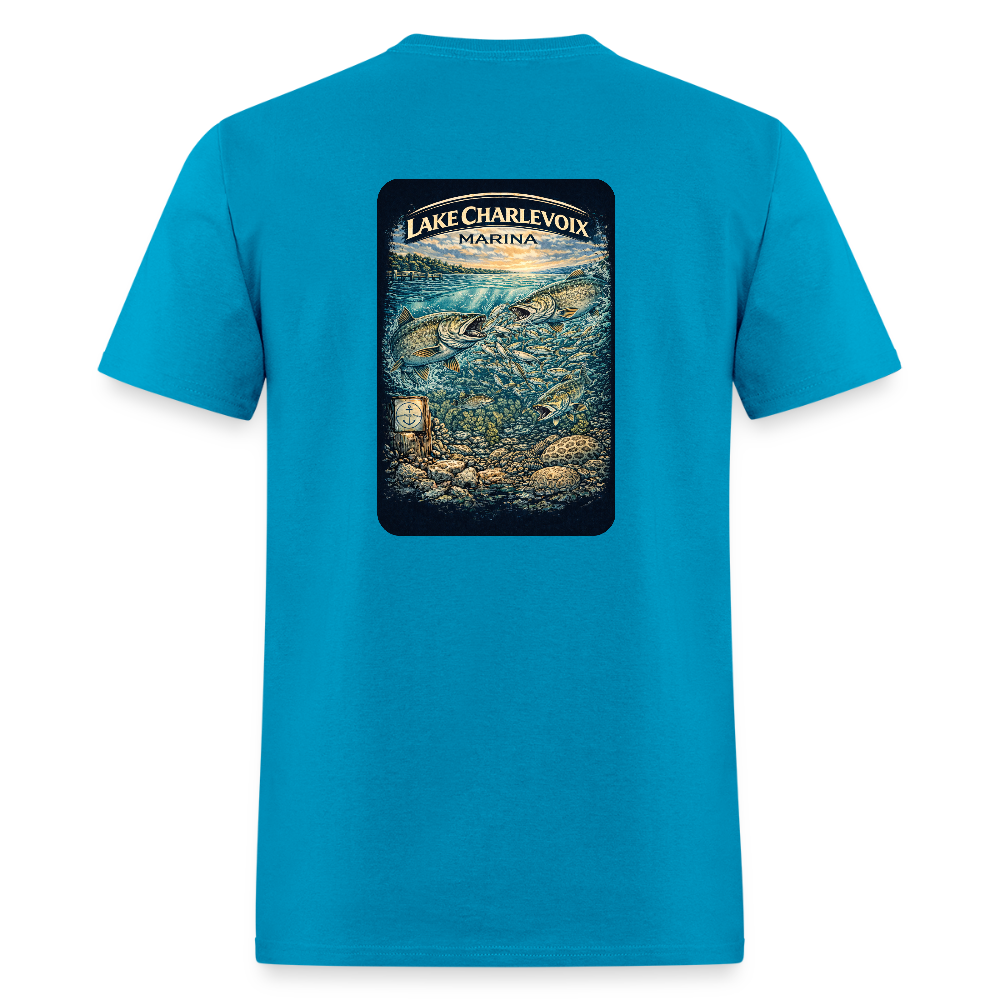 Lake Charlevoix Marina T-Shirt | Michigan Inland Water Heritage - turquoise
