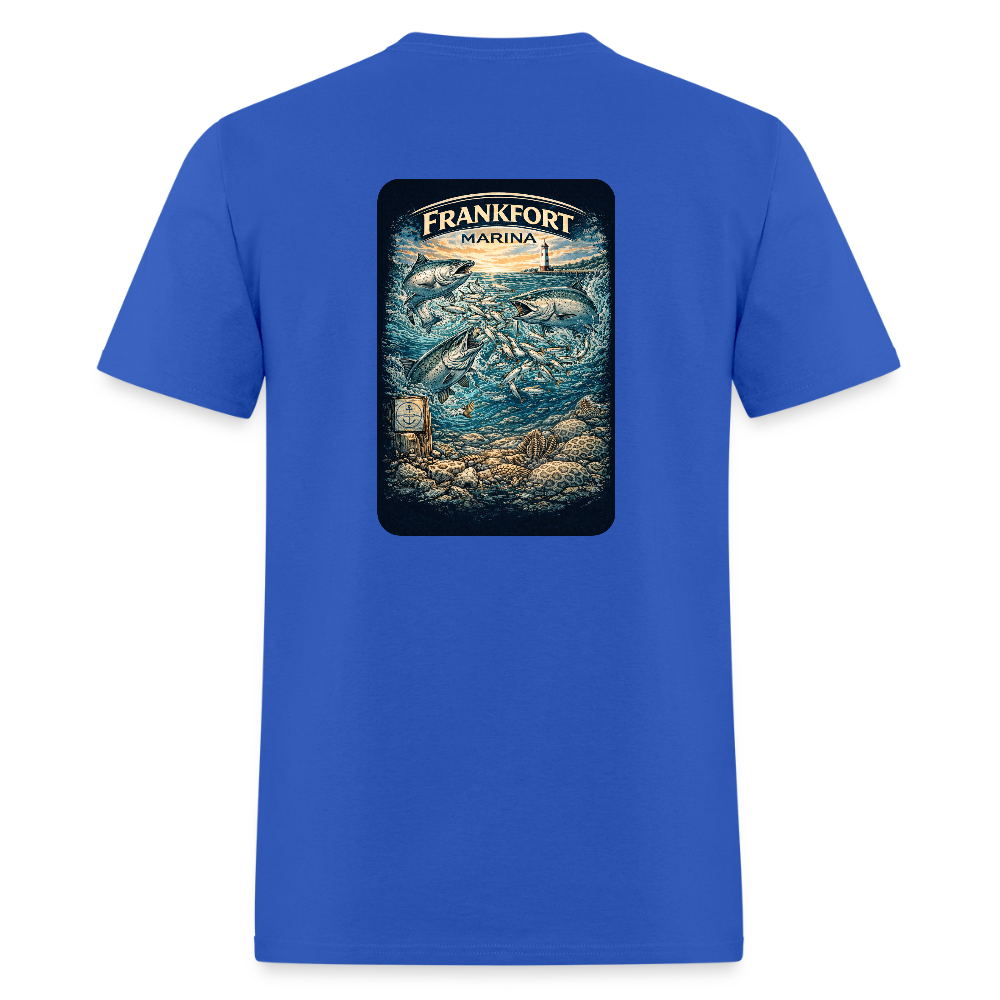 Frankfort Marina T-Shirt | Lake Michigan Coastal Heritage - royal blue