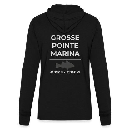 GROSSE POINTE MARINA LONG SLEEVE HOODED TEE - black