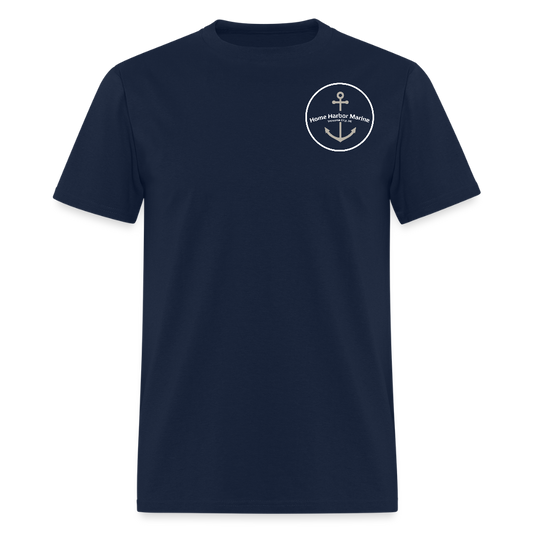 Suttons Bay Marina T-Shirt | Lake Michigan Coastal Heritage - navy