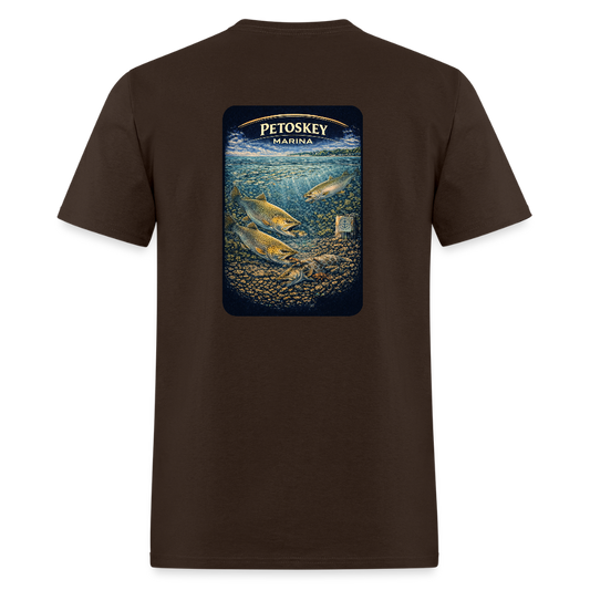 Petoskey Marina T-Shirt | Michigan Marina Series - brown