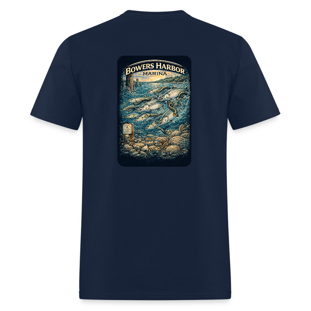 Bowers Harbor Marina T-Shirt | Lake Michigan Coastal Heritage - navy
