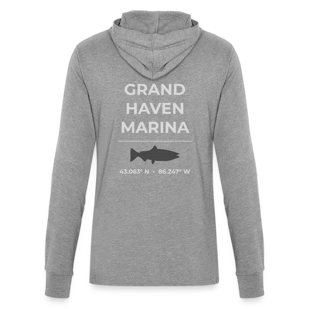GRAND HAVEN MARINA LONG SLEEVE HOODED TEE - heather grey