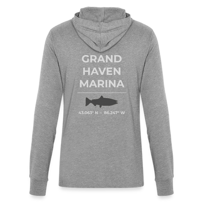 GRAND HAVEN MARINA LONG SLEEVE HOODED TEE - heather grey