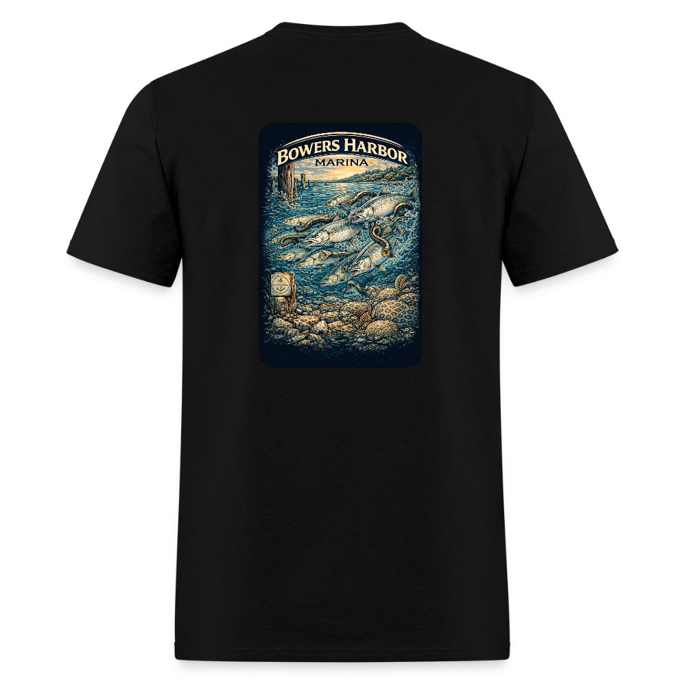 Bowers Harbor Marina T-Shirt | Lake Michigan Coastal Heritage - black