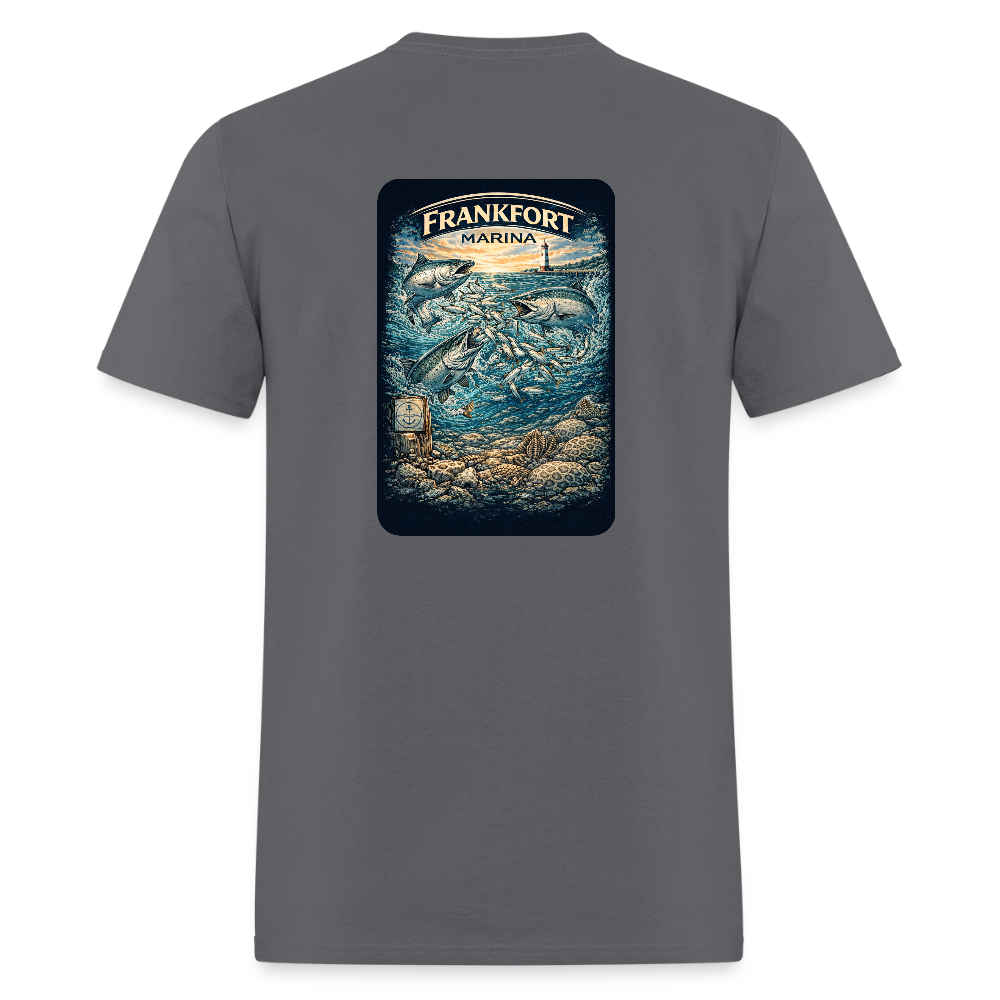 Frankfort Marina T-Shirt | Lake Michigan Coastal Heritage - charcoal
