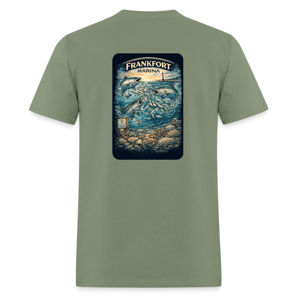 Frankfort Marina T-Shirt | Lake Michigan Coastal Heritage - military green
