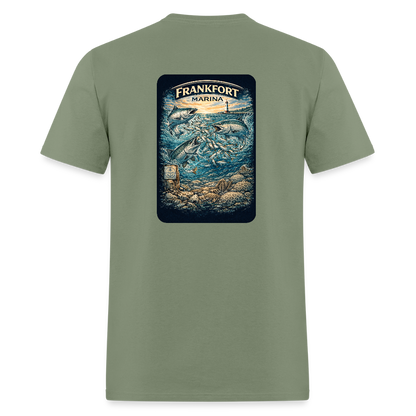 Frankfort Marina T-Shirt | Lake Michigan Coastal Heritage - military green