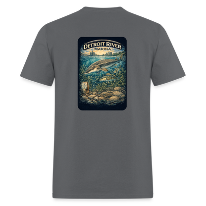 Detroit River Marina T-Shirt | Michigan Waterway Heritage - charcoal