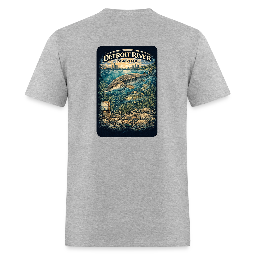 Detroit River Marina T-Shirt | Michigan Waterway Heritage - heather gray