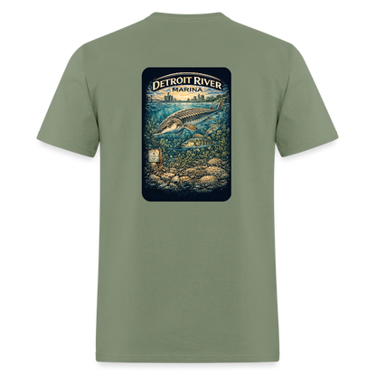 Detroit River Marina T-Shirt | Michigan Waterway Heritage - military green