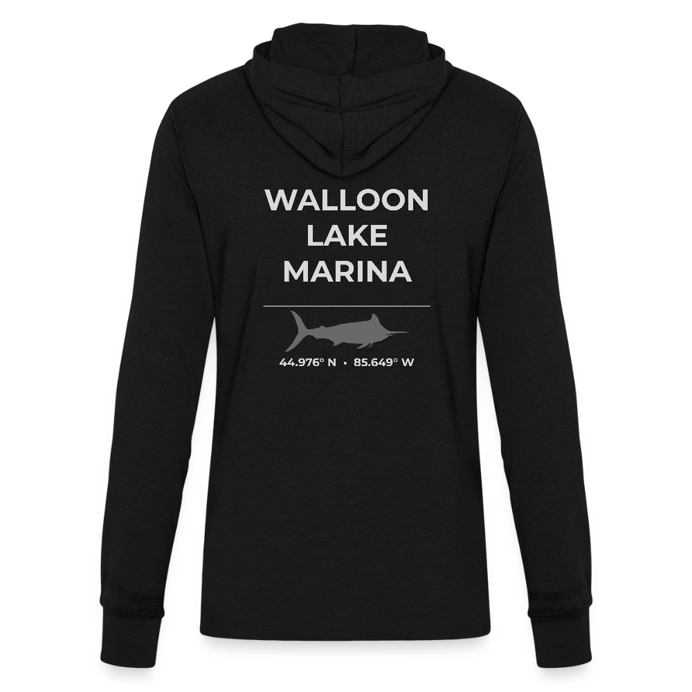 WALLOON LAKE MARINA LONG SLEEVE HOODED TEE - black