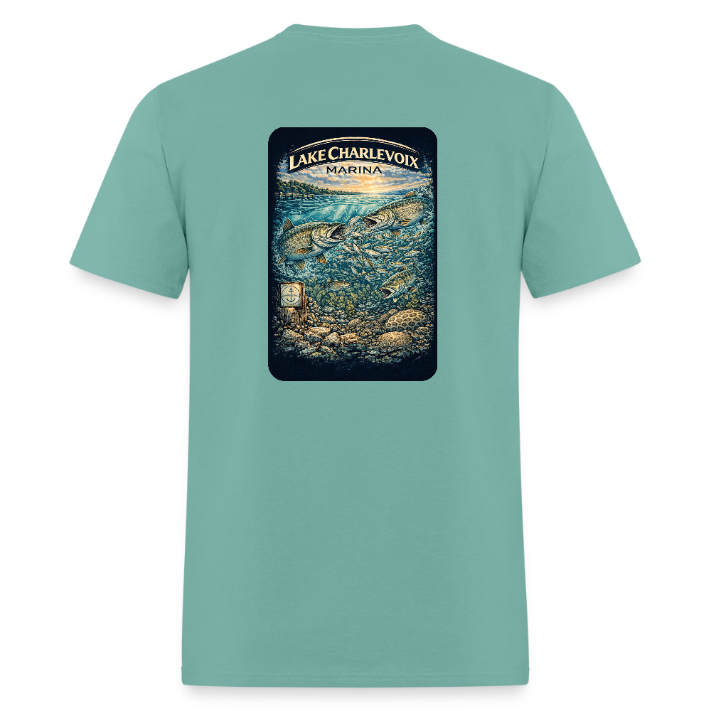 Lake Charlevoix Marina T-Shirt | Michigan Inland Water Heritage - aquatic