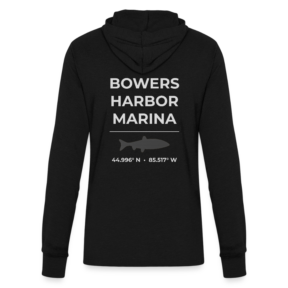 BOWERS HARBOR MARINA LONG SLEEVE HOODED TEE - black
