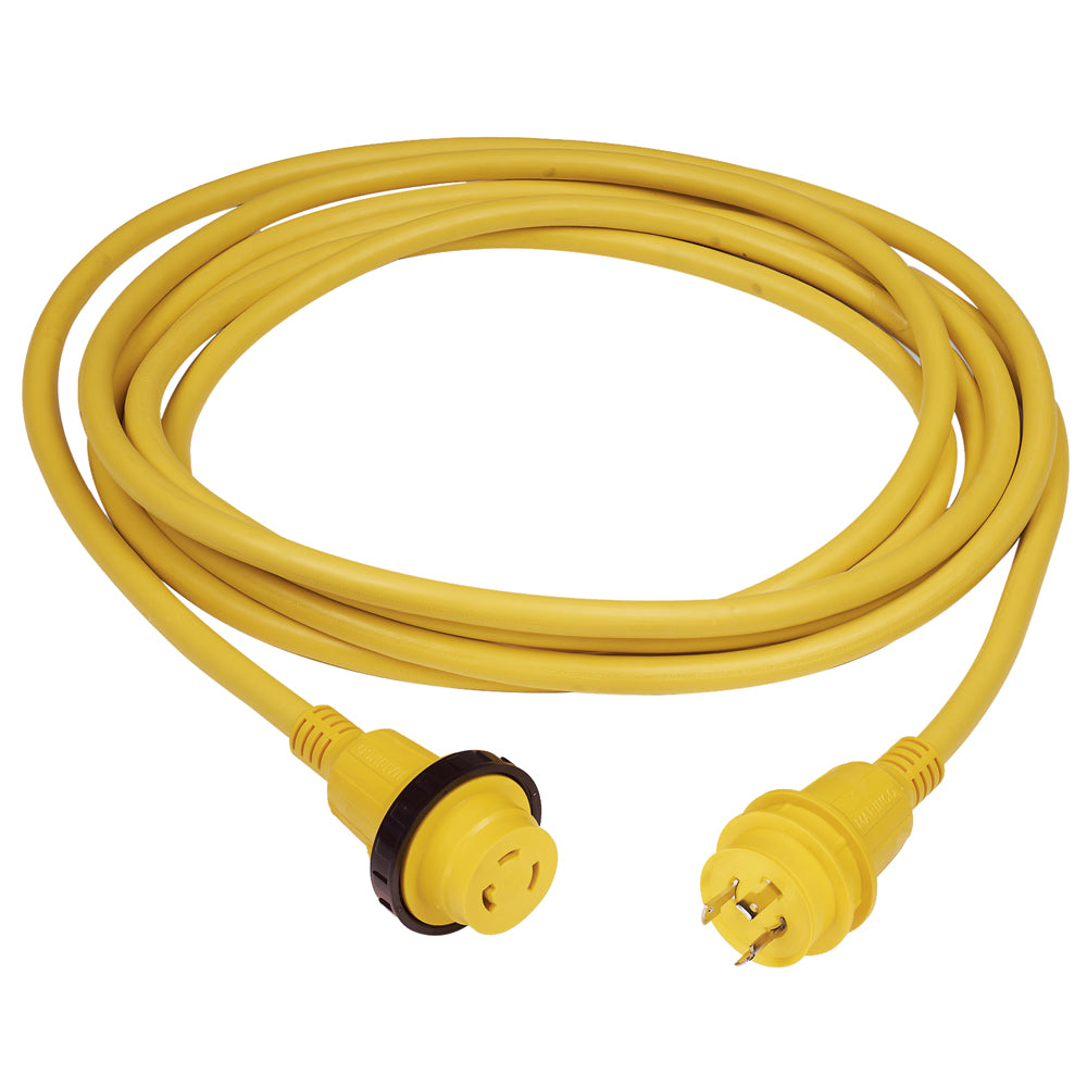 Marinco 30 Amp PowerCord PLUS Cordset w/Power-On LED - Yellow 50ft [199119]