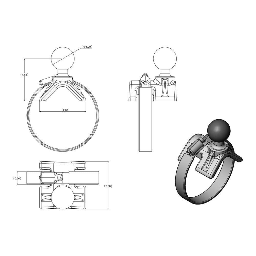 RAM Mount Strap Mount w/Short Arm & Round Base [RAM-B-108U-A]