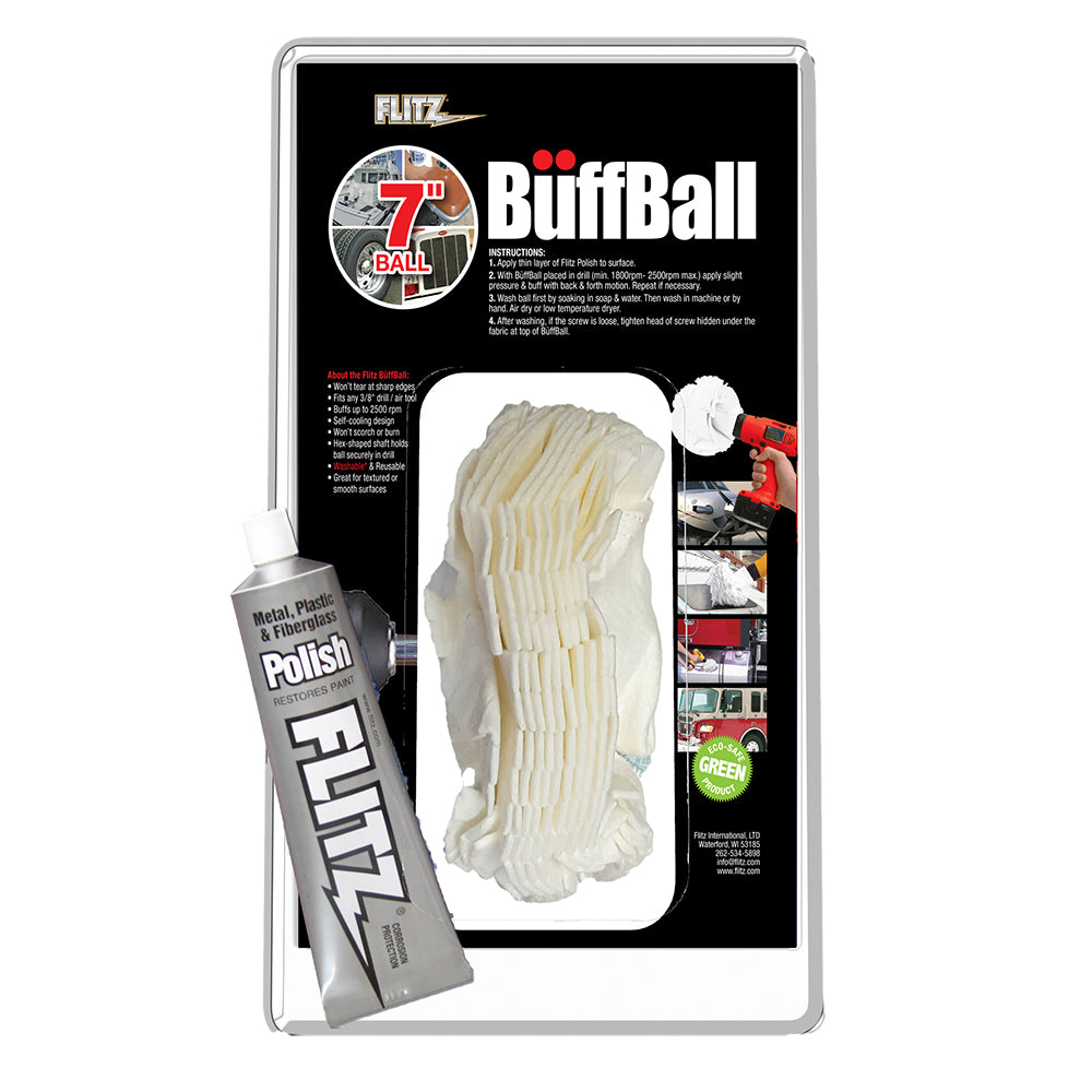 Flitz Buff Ball - Extra Large 7" - White w/1.76oz Tube Flitz Polish [WB 201-50]