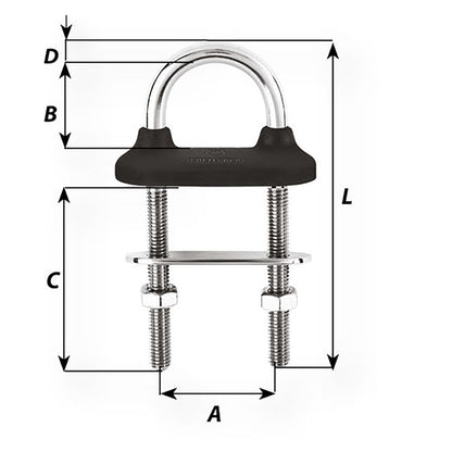 Wichard Black Watertight U-Bolt - 8mm Diameter - 5/16" - 100mm Length - 3-5/16" [65441W]